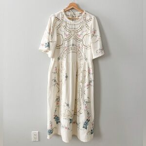 Sea New York VESNA dress floral embroidered ivoru 100% cotton size L Summer 2025